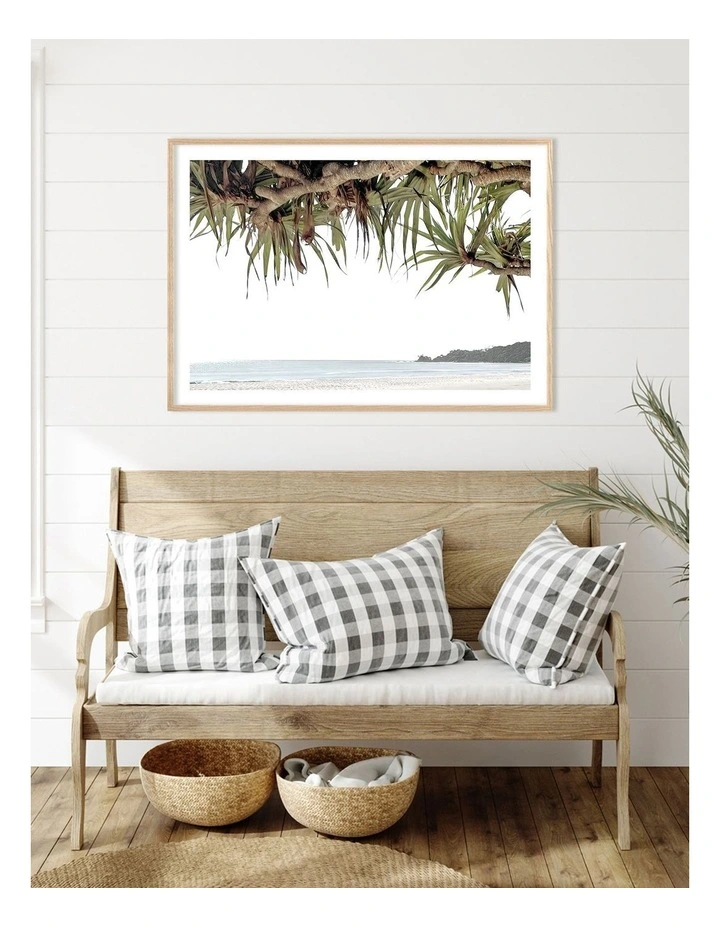 Australian Made Byron Bay Beach View Art Print A0 Frame in Natural Frame image 2