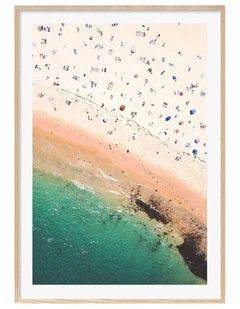 Australian Made Coogee Beach Life Art Print A0 Frame in Natural Frame