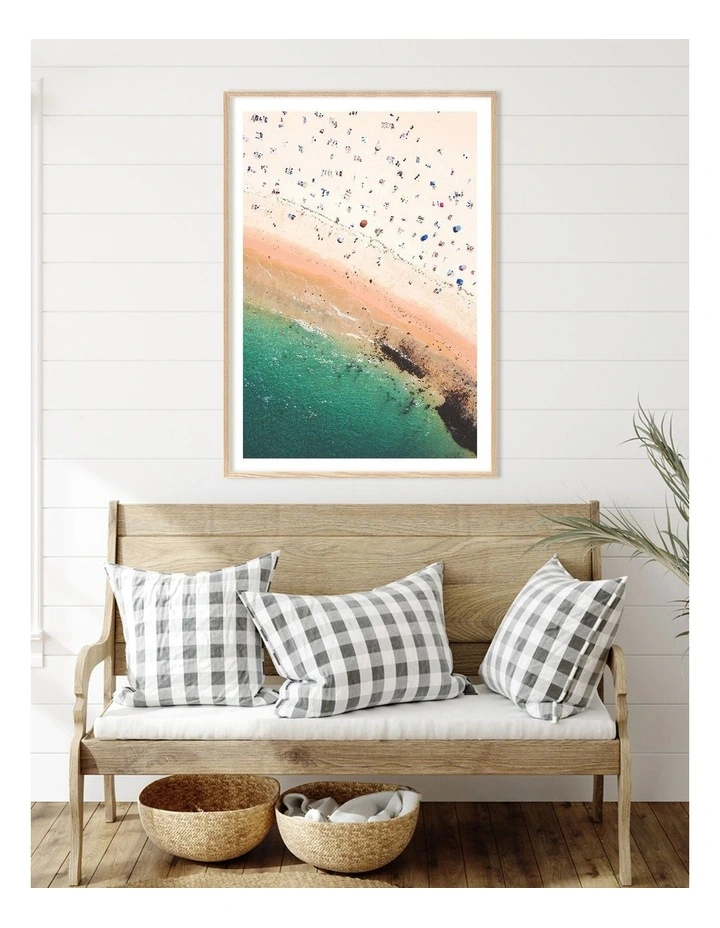 Australian Made Coogee Beach Life Art Print A0 Frame in Natural Frame image 2