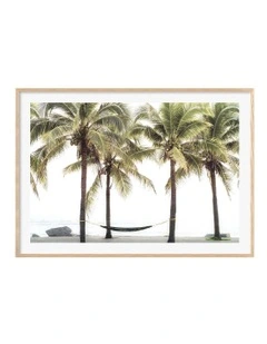 Australian Made Hammock and Palms Art Print A0 Frame in Natural Frame