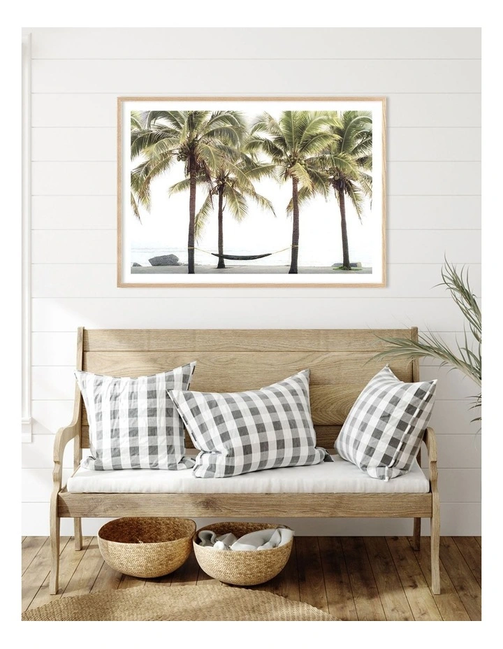 Australian Made Hammock and Palms Art Print A0 Frame in Natural Frame image 2