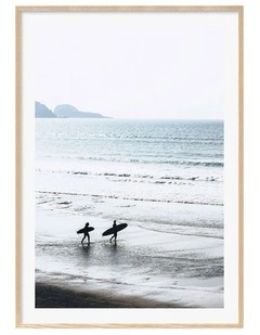 Australian Made Morning Surf Art Print A0 Frame in White Frame