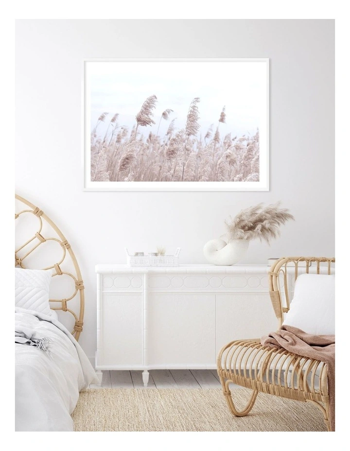 Australian Made Pampas Grass 1 Art Print A0 Frame in White Frame image 2