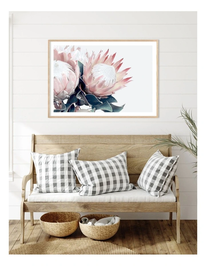 Australian Made Protea Flowers Art Print A0 Frame in Natural Frame image 2