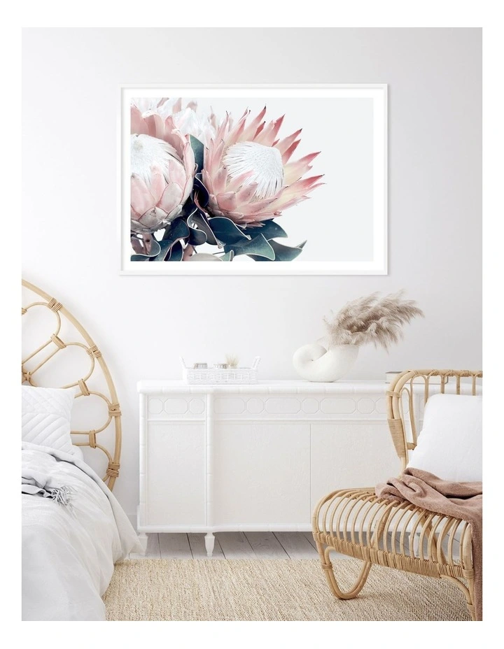 Australian Made Protea Flowers Art Print A0 Frame in White Frame image 2