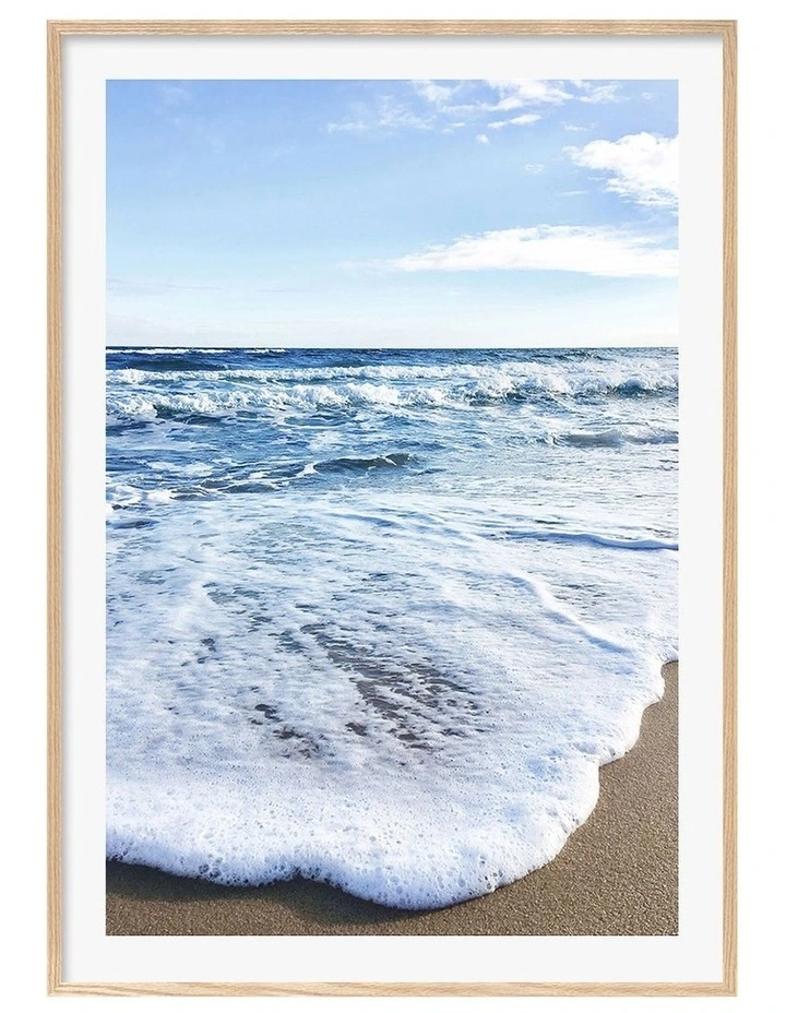 Australian Made Sunrise Beach Foam Art Print A0 Frame in Natural Frame image 1