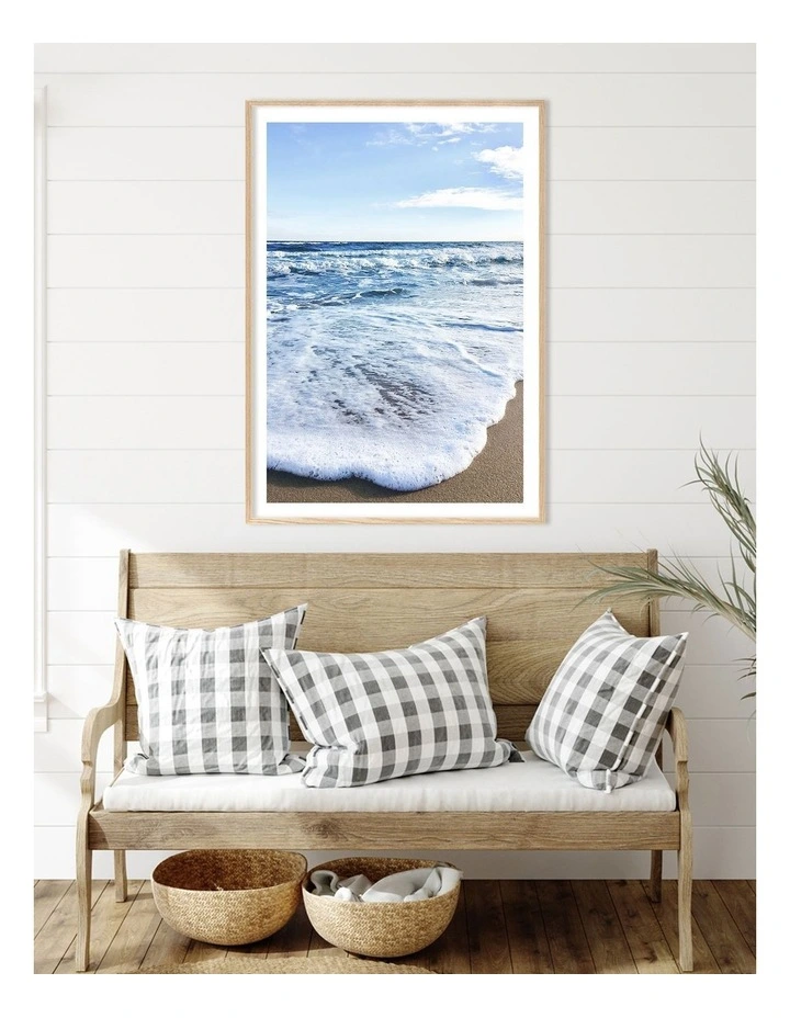 Australian Made Sunrise Beach Foam Art Print A0 Frame in Natural Frame image 2