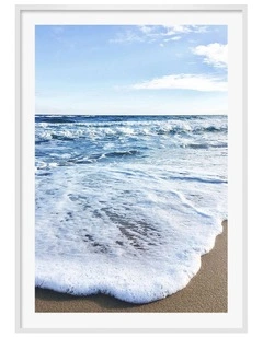 Australian Made Sunrise Beach Foam Art Print A0 Frame in White Frame