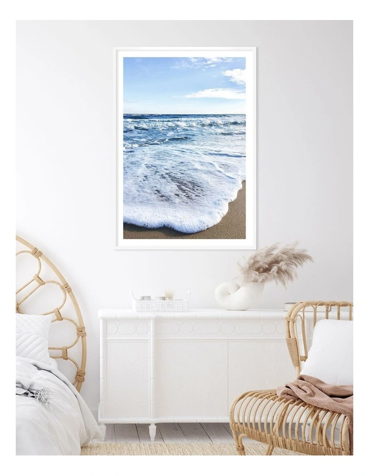 Australian Made Sunrise Beach Foam Art Print A0 Frame in White Frame image 2