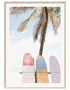 Australian Made Surfboard Rack 2 Art Print A0 Natural Frame