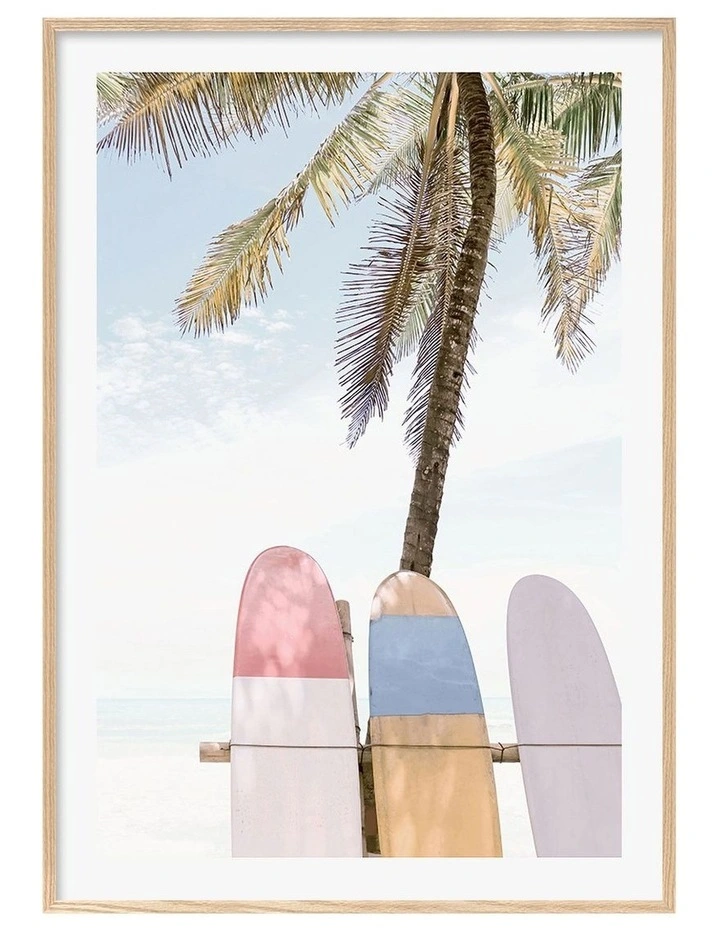 Australian Made Surfboard Rack 2 Art Print A0 Natural Frame image 1