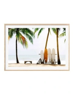 Australian Made Surfboards And Palms Art Print A0 Natural Frame