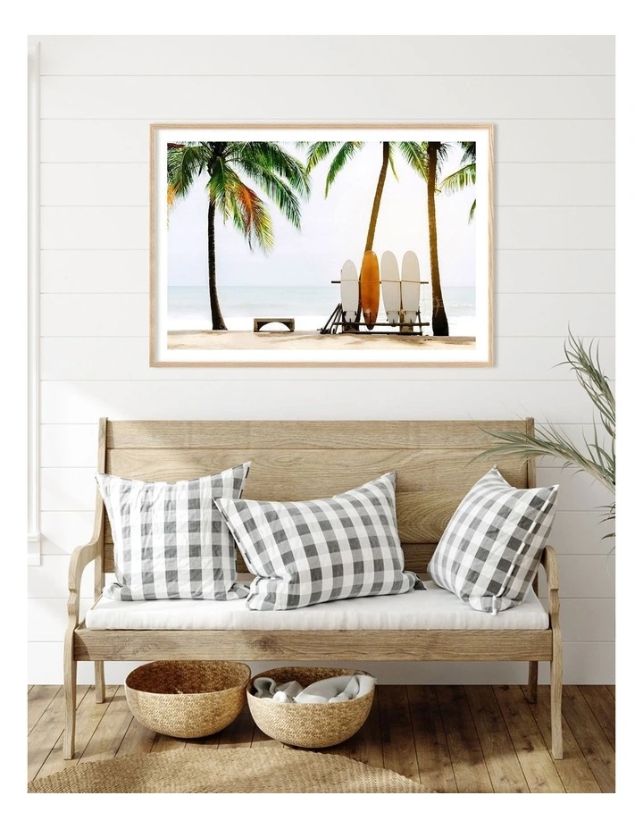 Australian Made Surfboards And Palms Art Print A0 Natural Frame image 2