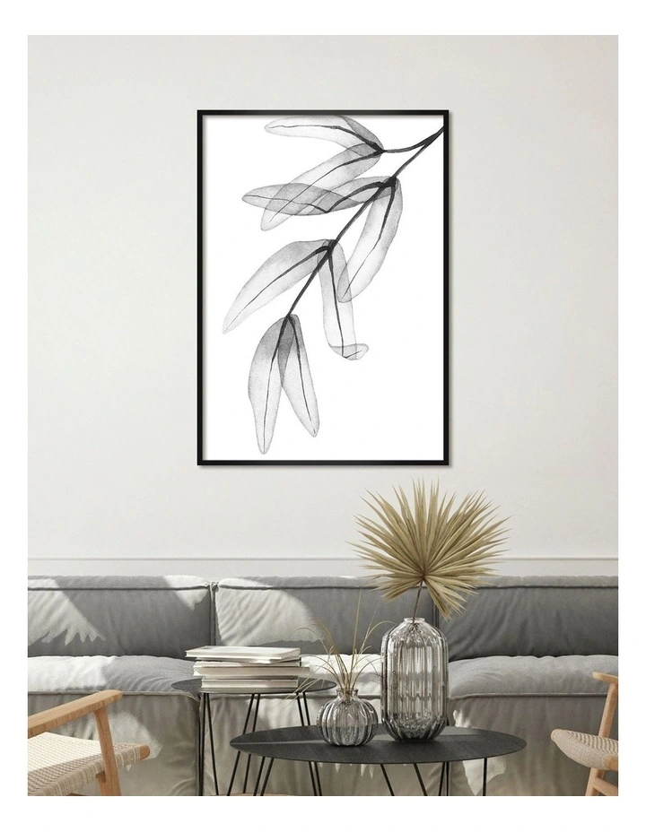 Australian Made Trans Feather Leaves Art Print A0 Black Frame image 2