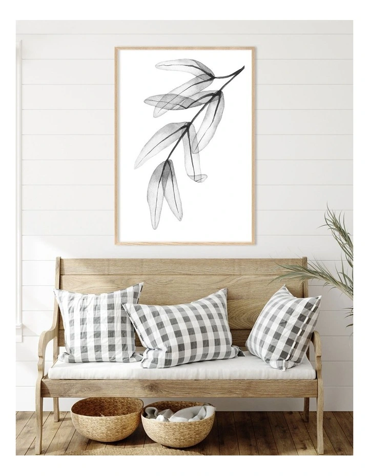 Australian Made Trans Feather Leaves Art Print A0 Natural Frame image 2