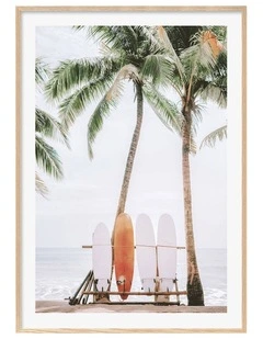 Australian Made Tropical Surfboards Art Print A0 Natural Frame