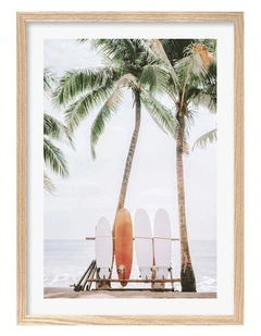 Australian Made Tropical Surfboards Art Print A1 Natural Frame