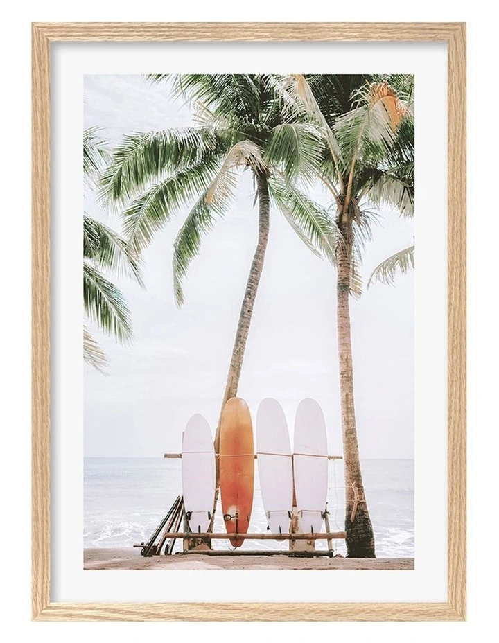 Australian Made Tropical Surfboards Art Print A1 Natural Frame image 1