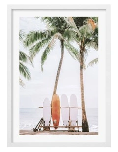 Australian Made Tropical Surfboards Art Print A1 White Frame