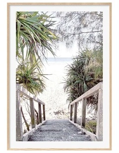 Australian Made Wategos Beach Art Print A0 Natural Frame