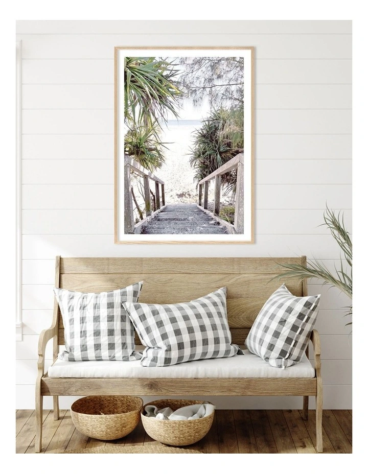 Australian Made Wategos Beach Art Print A0 Natural Frame image 2