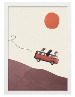 Australian Made Adventure Journey Kids Art Print White Frame