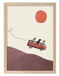 Australian Made Adventure Journey Kids Art Print Natural Frame