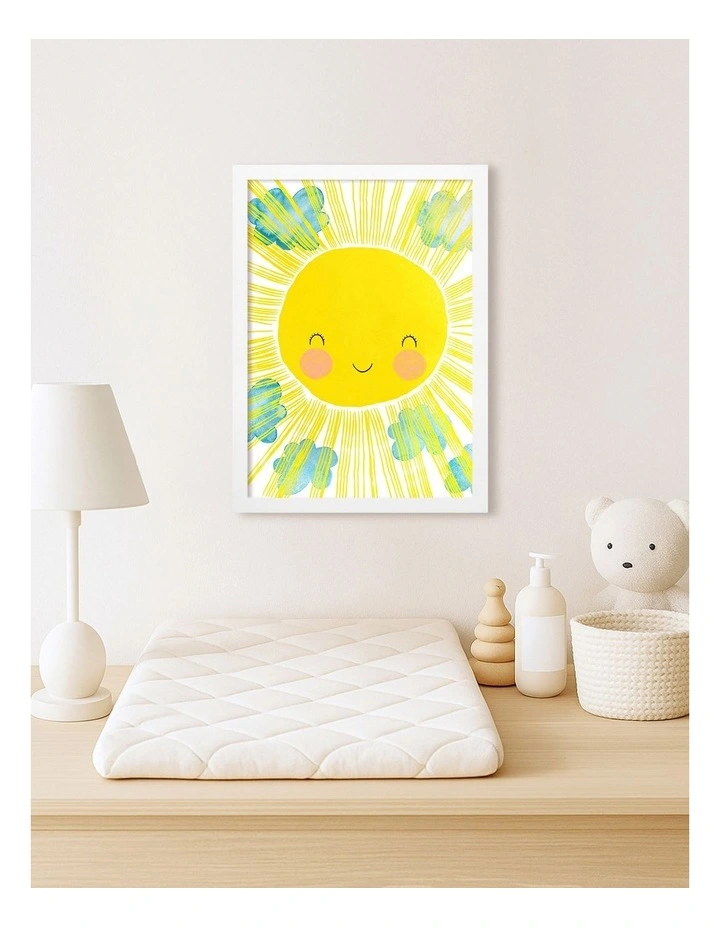Australian Made Blissful Sunny Smile Kids Art Print White Frame image 2