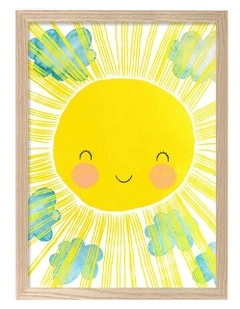Australian Made Blissful Sunny Smile Kids Art Print Natural Frame
