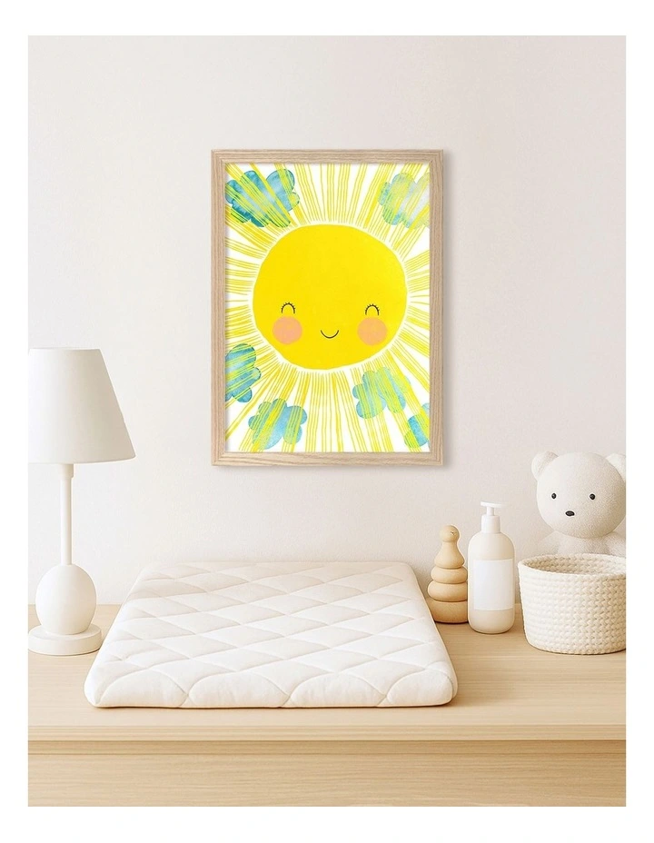 Australian Made Blissful Sunny Smile Kids Art Print Natural Frame image 2