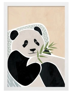 Australian Made Lazy Panda Kids Art Print White Frame