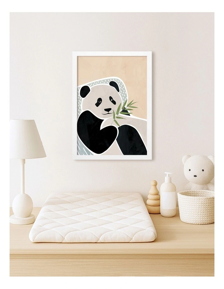 Australian Made Lazy Panda Kids Art Print White Frame image 2