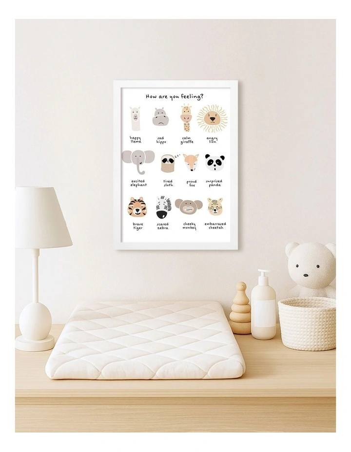 Australian Made Animal Emotions Kids Art Print White Frame image 2
