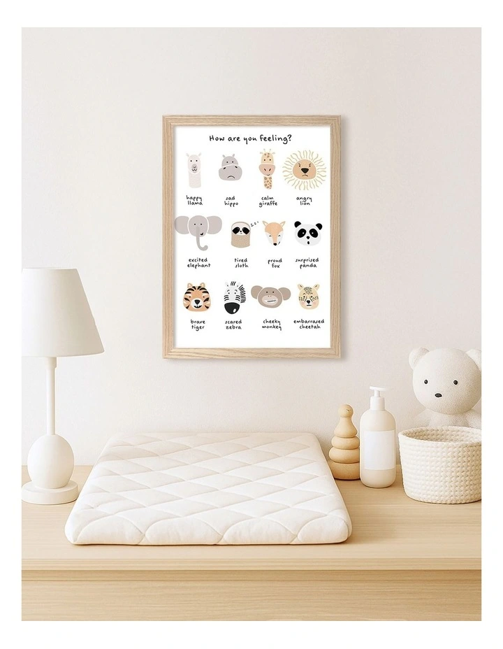 Australian Made Animal Emotions Kids Art Print Natural Frame image 2