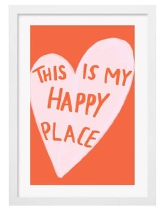 Australian Made My Happy Place Kids Art Print White Frame