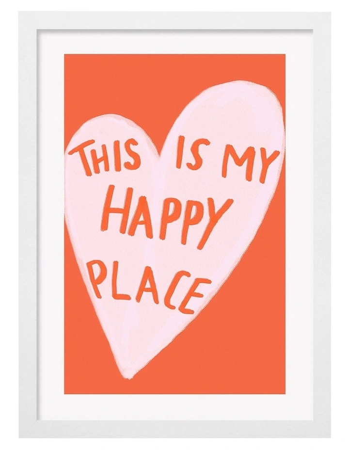 Australian Made My Happy Place Kids Art Print White Frame image 1