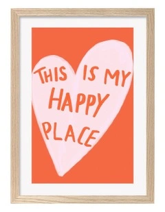 Australian Made My Happy Place Kids Art Print Natural Frame