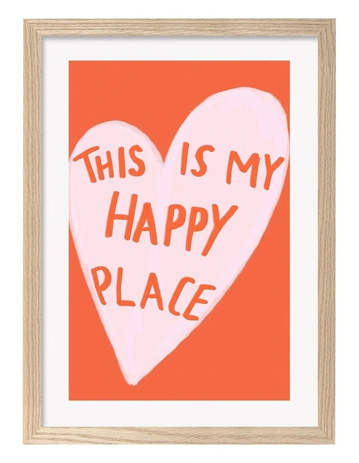 Australian Made My Happy Place Kids Art Print Natural Frame image 1