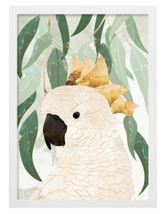 Australian Made Opera House Cockatoo Kids Art Print White Frame
