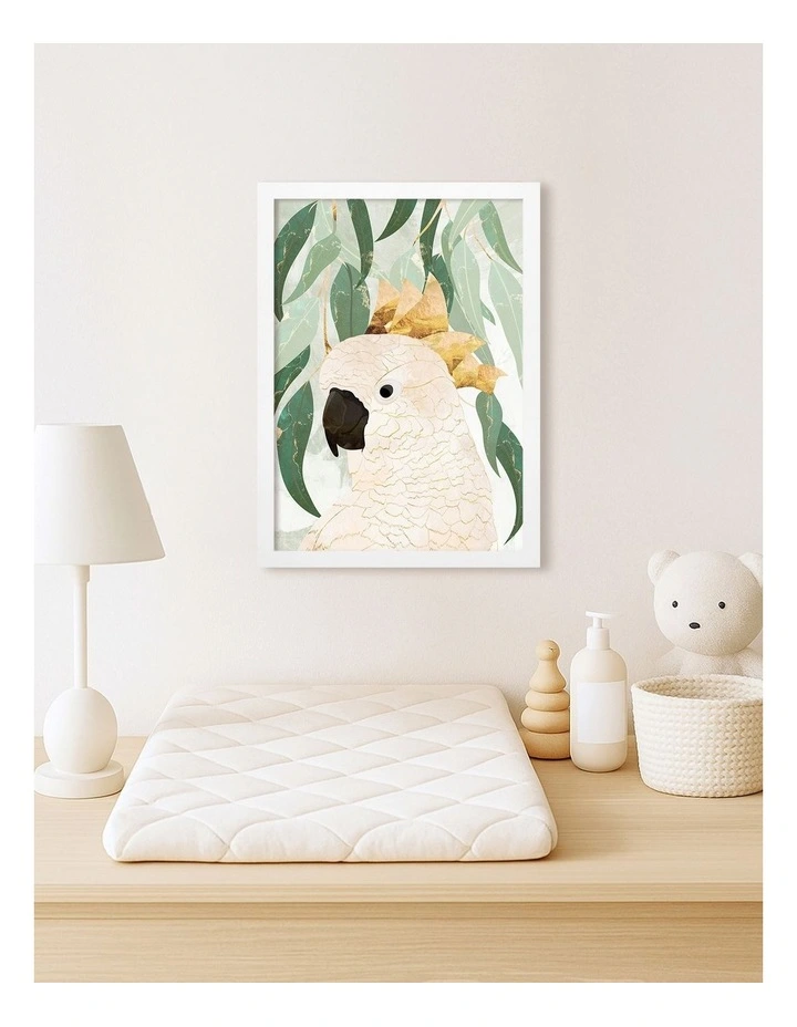 Australian Made Opera House Cockatoo Kids Art Print White Frame image 2