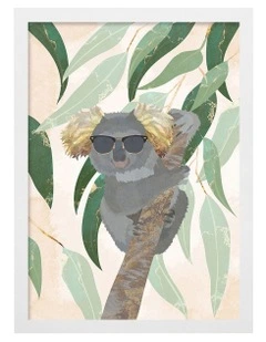 Australian Made Cool Koala Kids Art Print White Frame