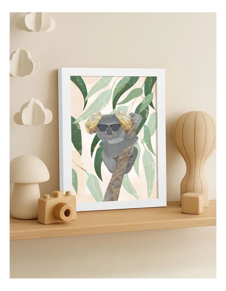 Australian Made Cool Koala Kids Art Print White Frame image 2