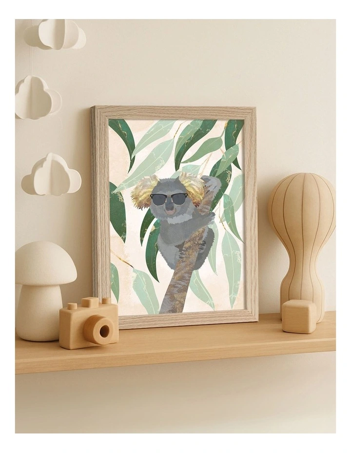 Australian Made Cool Koala Kids Art Print Natural Frame image 2