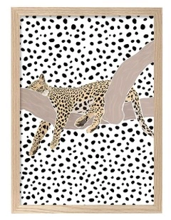 Australian Made Sleeping Leopard Kids Art Print Natural Frame
