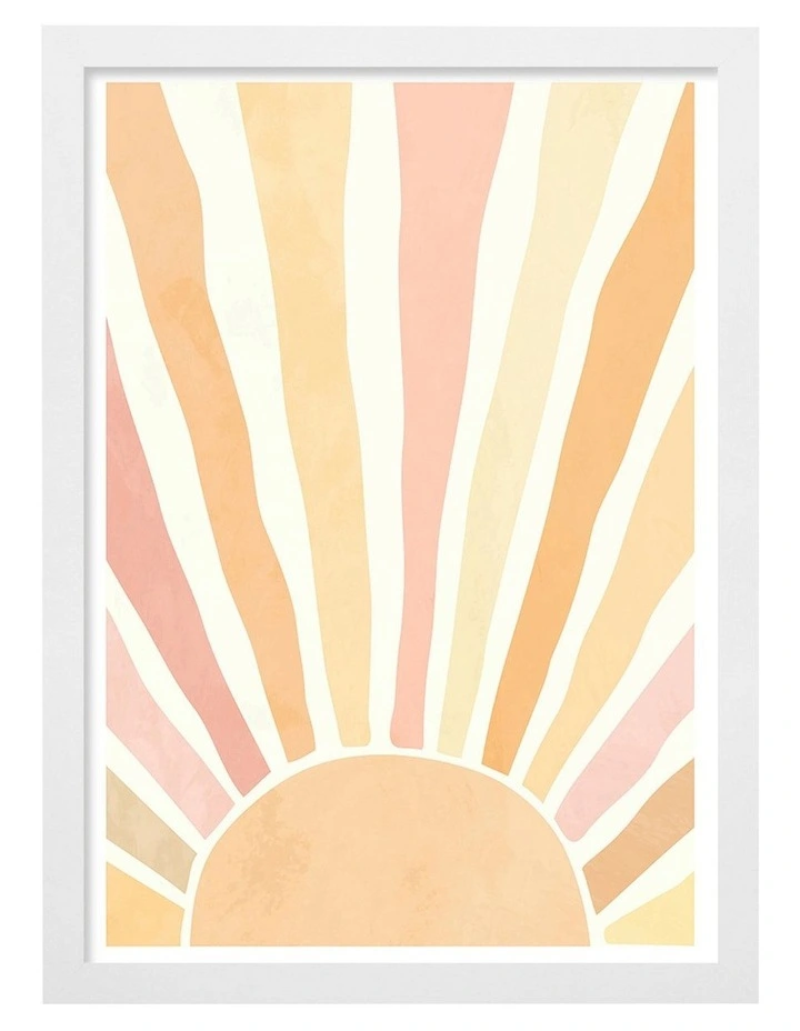Australian Made Boho Sunshine Kids Art Print White Frame image 1