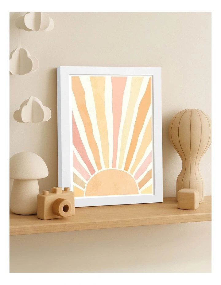 Australian Made Boho Sunshine Kids Art Print White Frame image 2