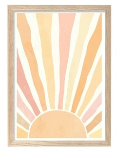 Australian Made Boho Sunshine Kids Art Print Natural Frame