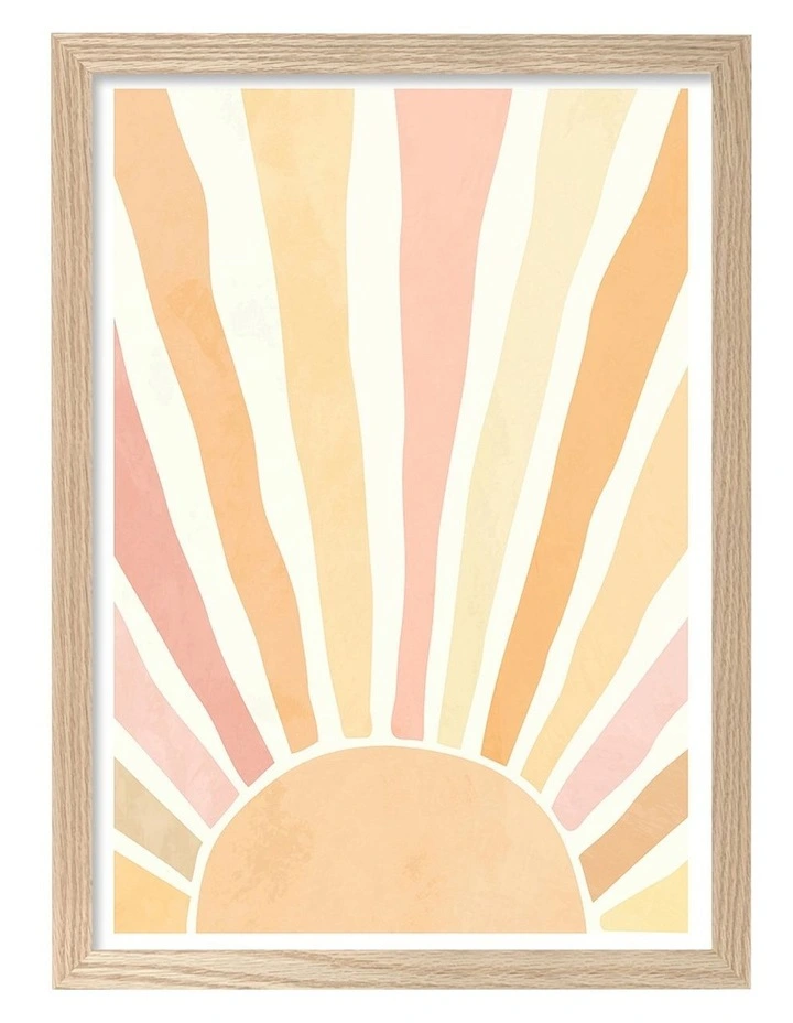 Australian Made Boho Sunshine Kids Art Print Natural Frame image 1