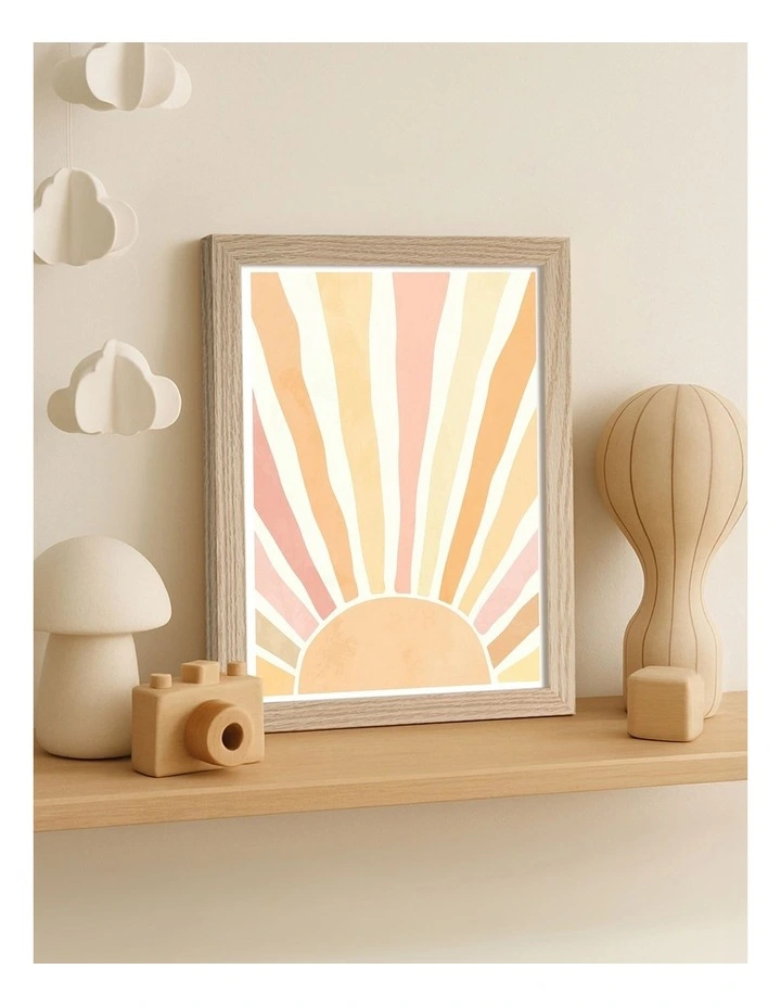 Australian Made Boho Sunshine Kids Art Print Natural Frame image 2
