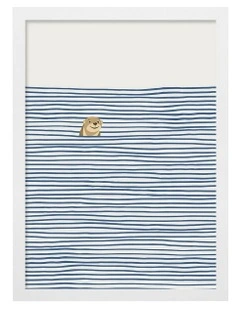 Australian Made Otter In The Waves Kids Art Print White Frame